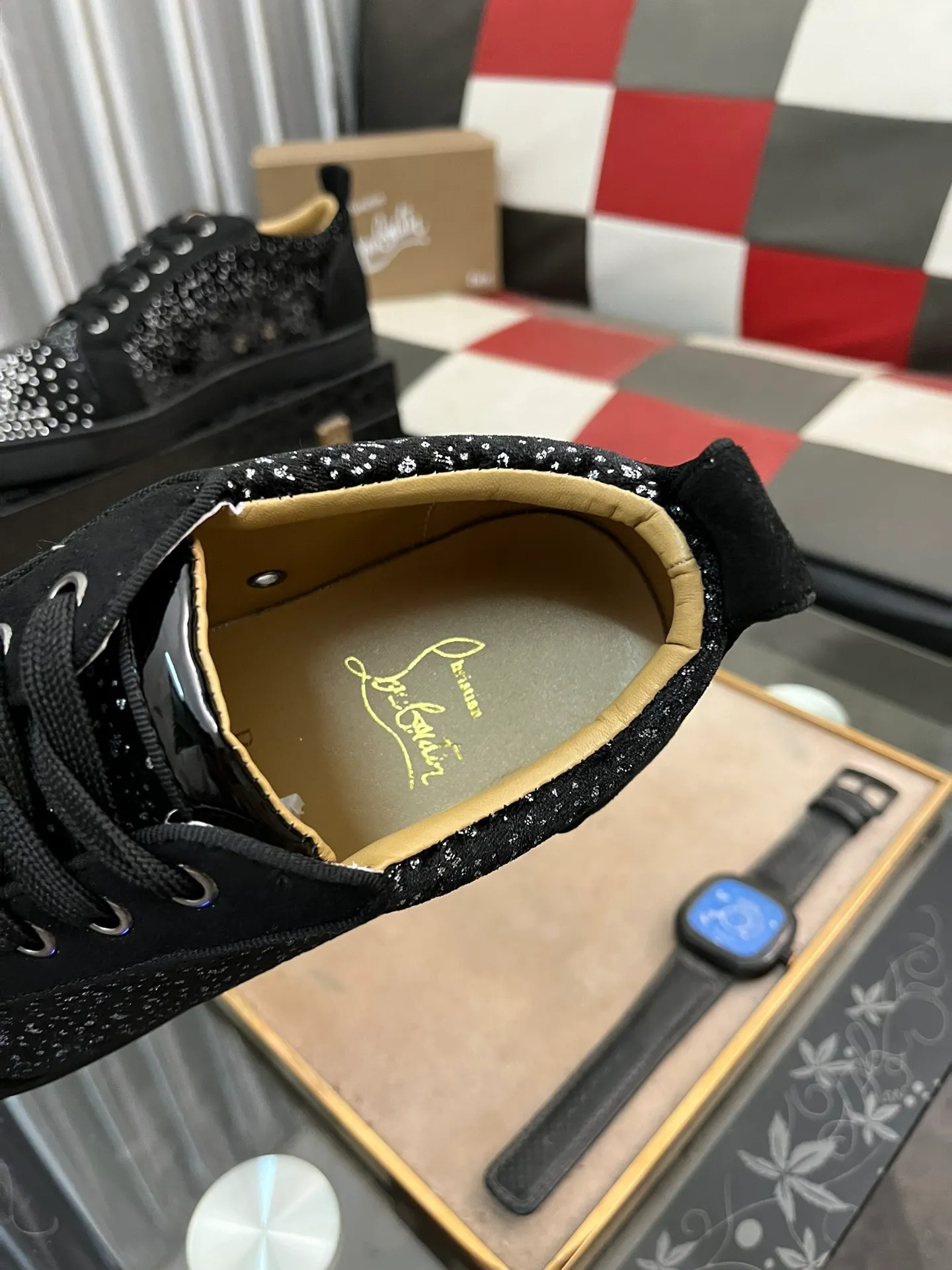Men's men's shoes💰458⌚️⌚️christian louboutin (CL red sole shoes) counter hot diamond series, casual sneakers📢 📢 📢 Exclusive hot style release🎈🎈💪Movable latex feet👻Finished outsole line [Deyi] Global supply😝 [Top version]: Original imported cowhide upper, top original leather lining, original open-molded TPU outsole, original 1:1 detail processing, original shoe last, large number of ready-made code numbers: 38-44